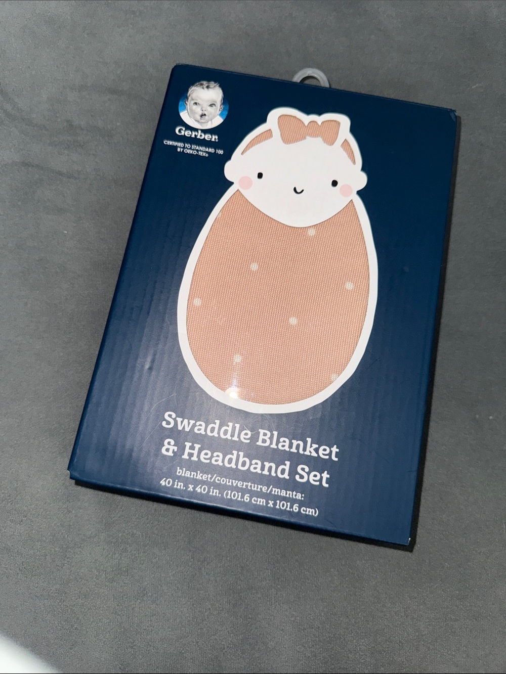 Gerber Peach Polka Dot Swaddle Blanket & Headband Set NEW